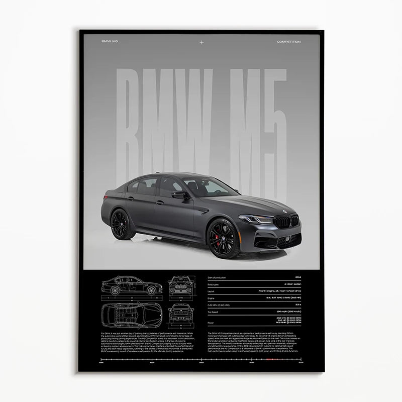 Black & White Famous Cars Posters Classic Car Photography Print Man Cave Canvas Painting Wall Art Pictures for Home Decoration