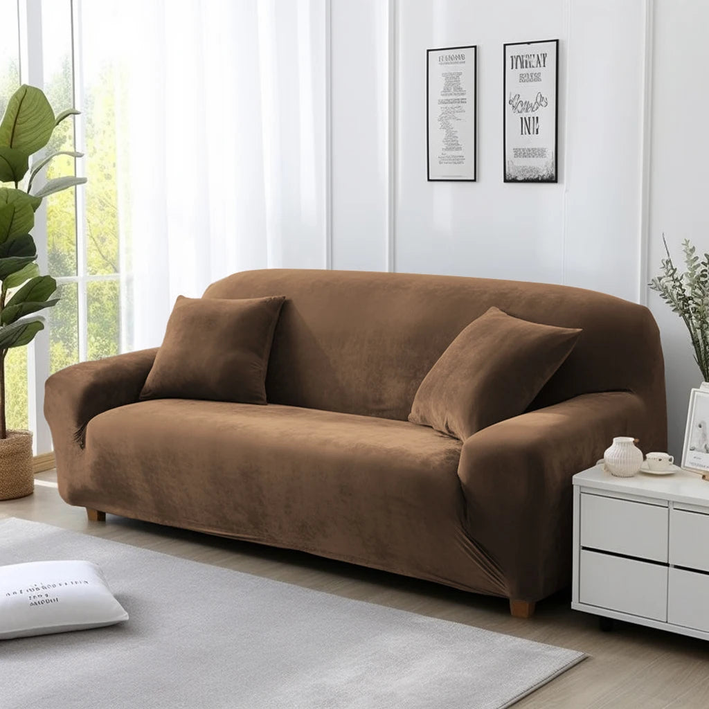 Velvet Sofa Cover Thick Elastic 1/2/3/4 Seater Sofa Cover for Living Room Velvet Plush L Shaped Corner Sofa Cover Couch Cover