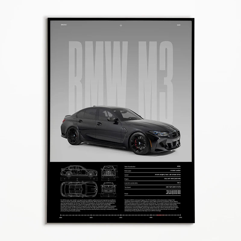 Black & White Famous Cars Posters Classic Car Photography Print Man Cave Canvas Painting Wall Art Pictures for Home Decoration