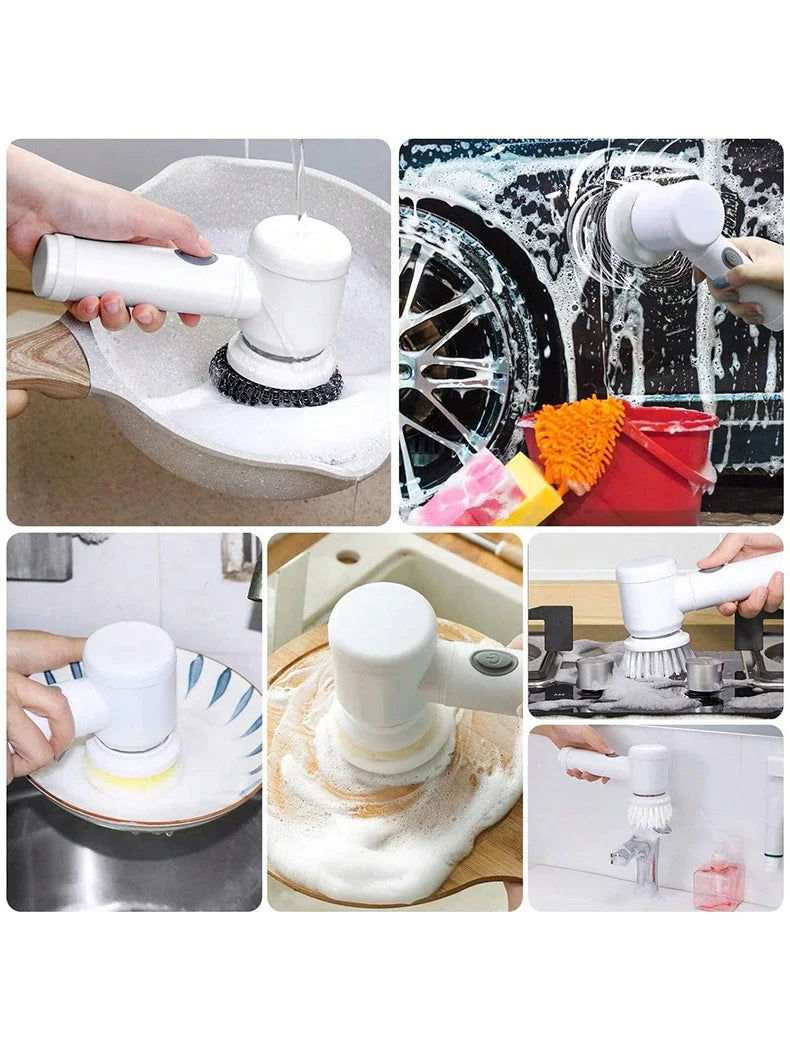 Electric Spin Scrubber Bathroom Cleaning Brush Power Scrubber with 5 Replaceable Brush Heads Electric Cleaning Brush