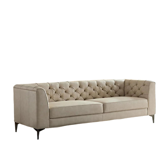 90.5” Leather Sofa,Mid Century Modern Couch,Leather Oversize Loveseat,3-Seater Deep Seat Sofa for Living Room,Office,Small