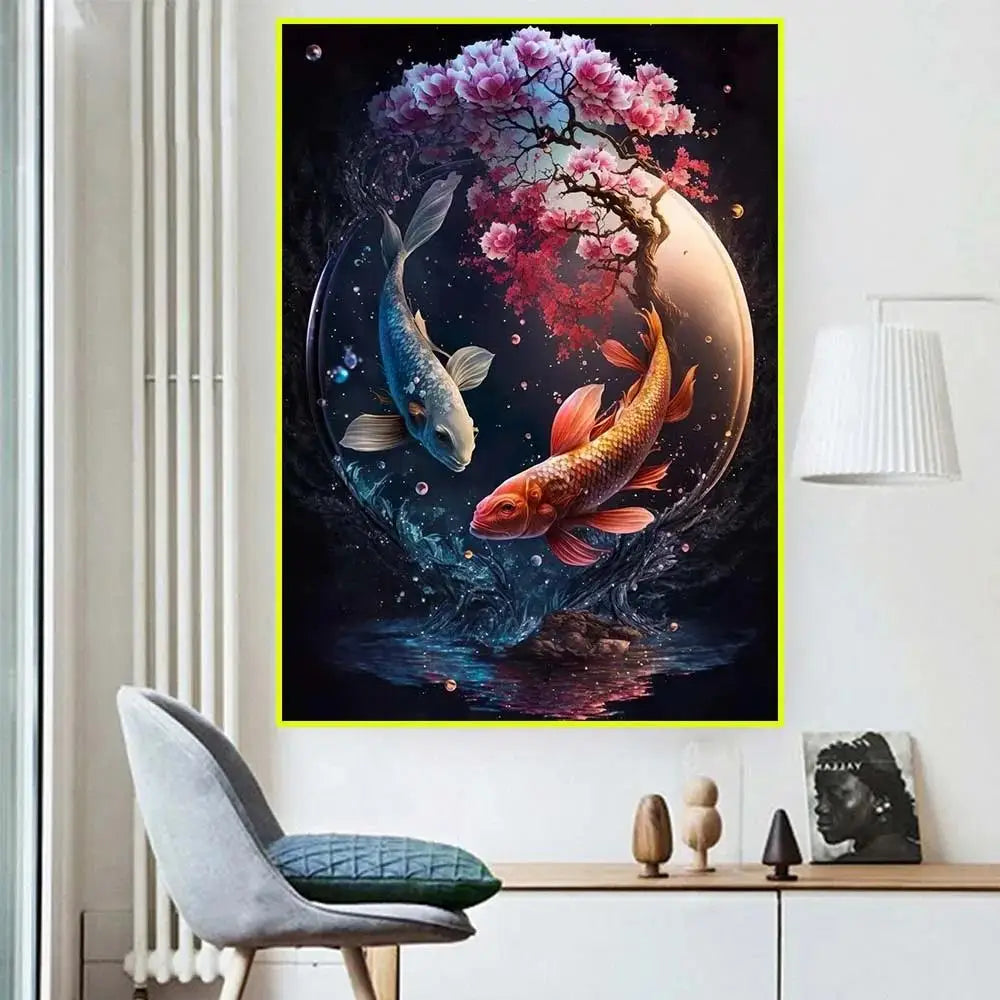 Classic Colorful Yin and Yang Canvas Painting Chinese Philosophy Wall Art Abstract Landscape Posters for Living Room Home Deco