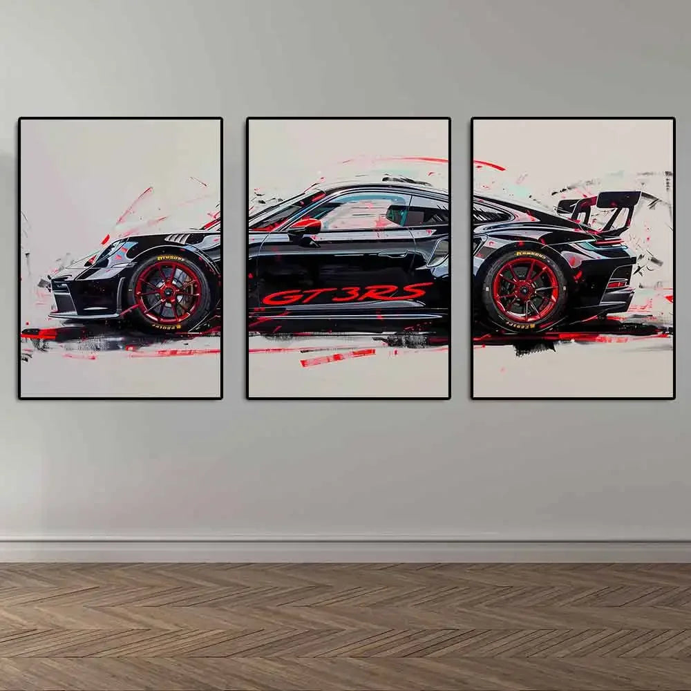 Fashionable Popular Super Sports Car GT3 RS Graffiti Wall Art, HD Canvas Print Poster, Home, Living Room, Room Decoration
