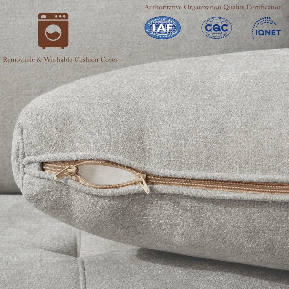 89" Modern Sofa for Living Room Apartment 3 People Seat, Deep Seat & Wide Armrest Chenille Sofa Couch with USB/Type-