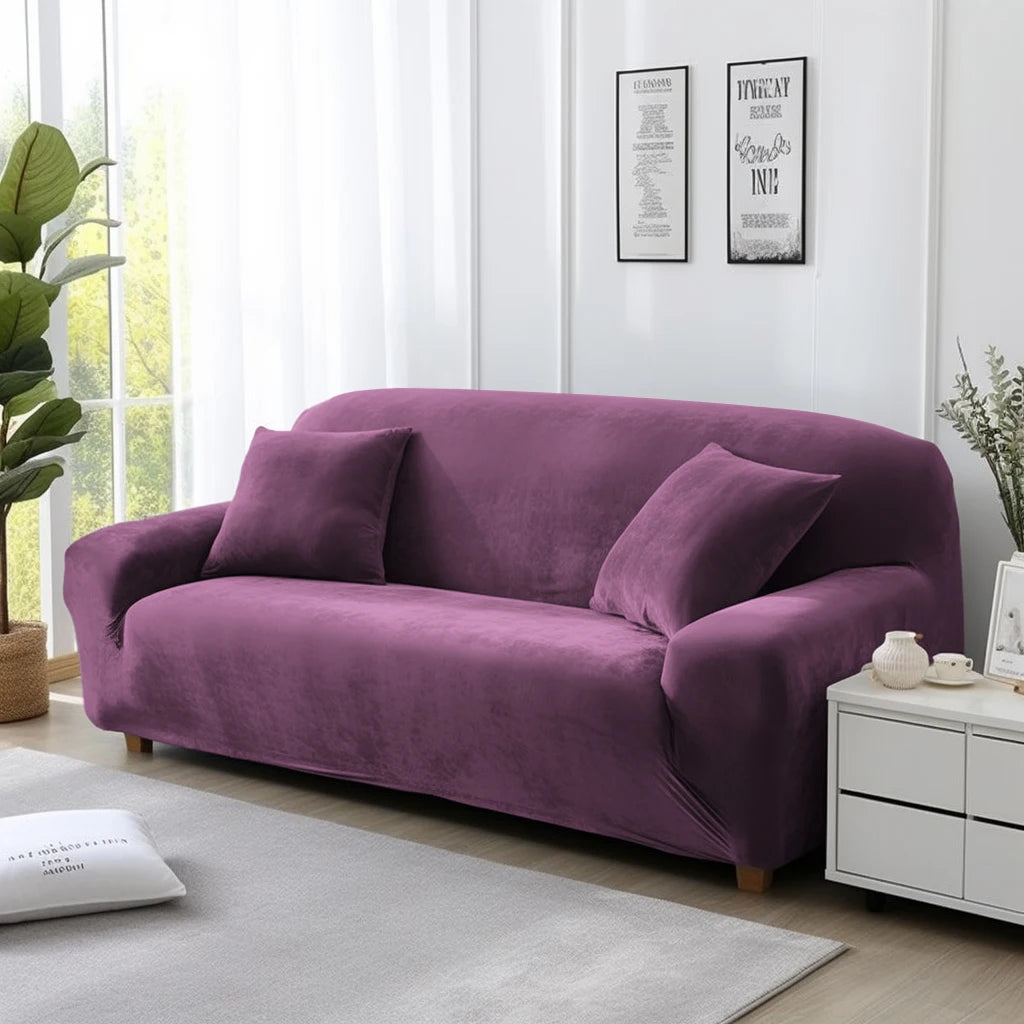 Velvet Sofa Cover Thick Elastic 1/2/3/4 Seater Sofa Cover for Living Room Velvet Plush L Shaped Corner Sofa Cover Couch Cover