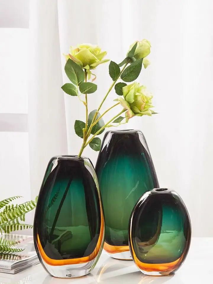 Multi-layer Painted Gradient Glass Vase Hydroponics Flower Pots Desk Decoration Artificial Floral Flowers Arrangement Vases