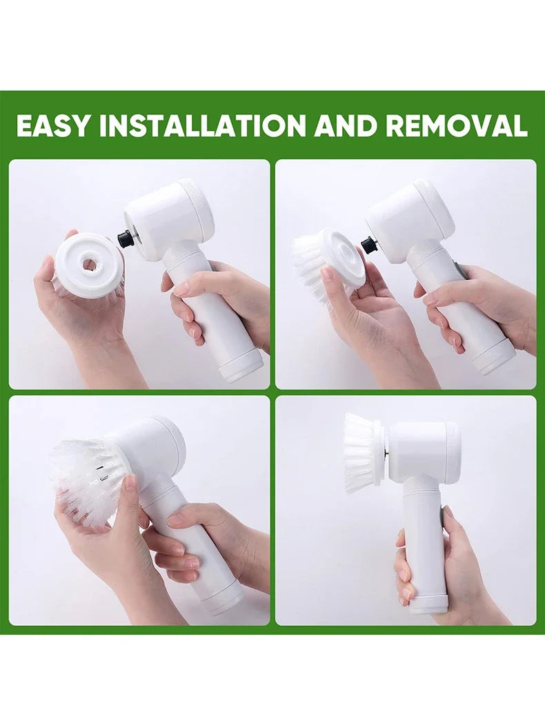 Electric Spin Scrubber Bathroom Cleaning Brush Power Scrubber with 5 Replaceable Brush Heads Electric Cleaning Brush