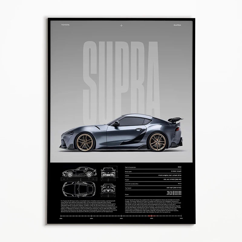 Black & White Famous Cars Posters Classic Car Photography Print Man Cave Canvas Painting Wall Art Pictures for Home Decoration
