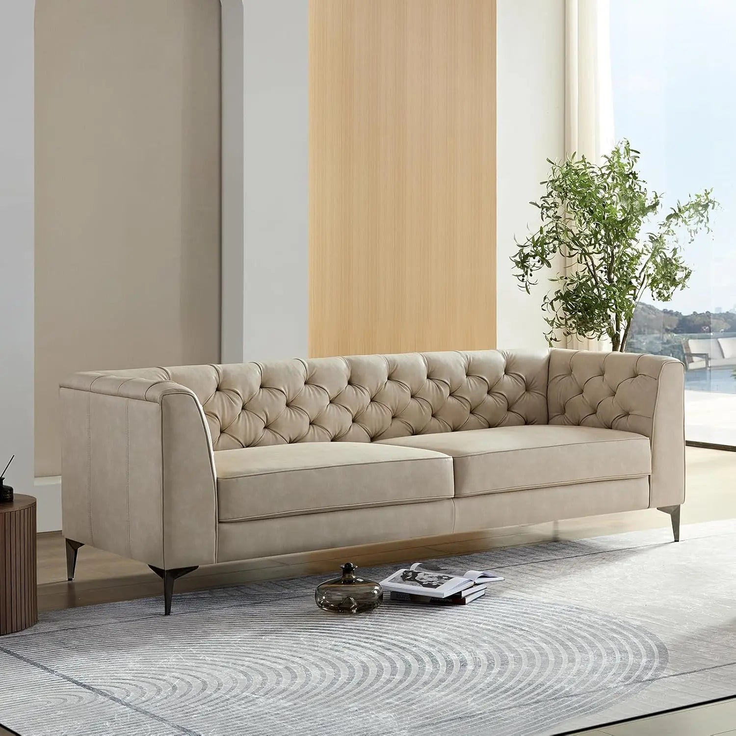 Leather Sofa, Mid Century Modern Couch