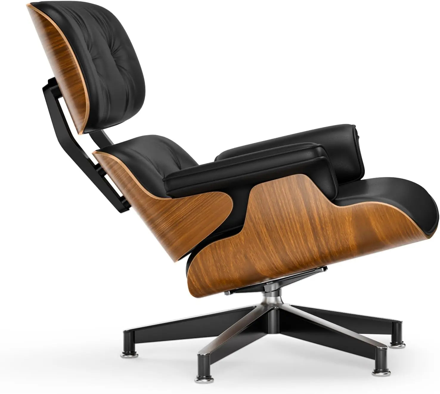 Black PU Leather, Chaise Lounge Chair and Ottoman