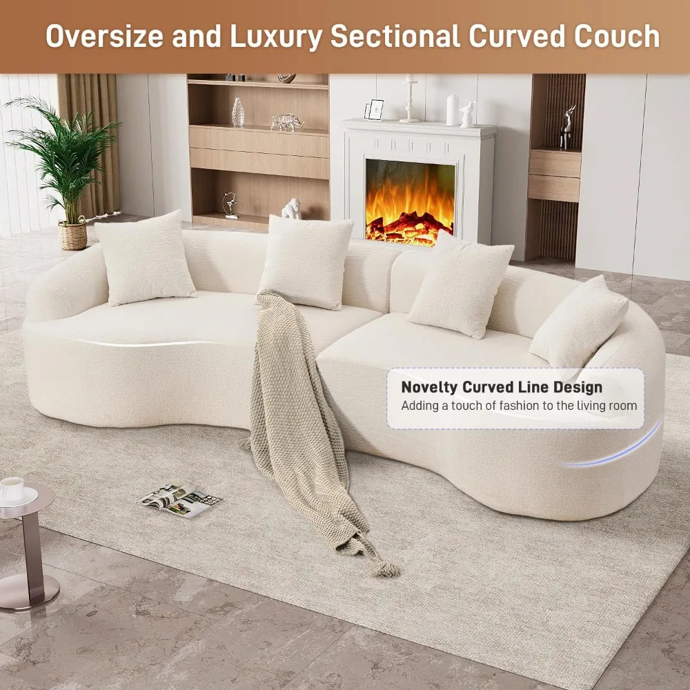 Grey Chenille Curved Cloud Couch