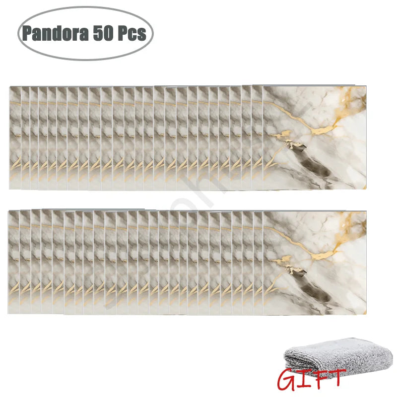 10-50Pcs PVC Marble Wall Stickers Self-Adhesive Thickened Tile Sticker