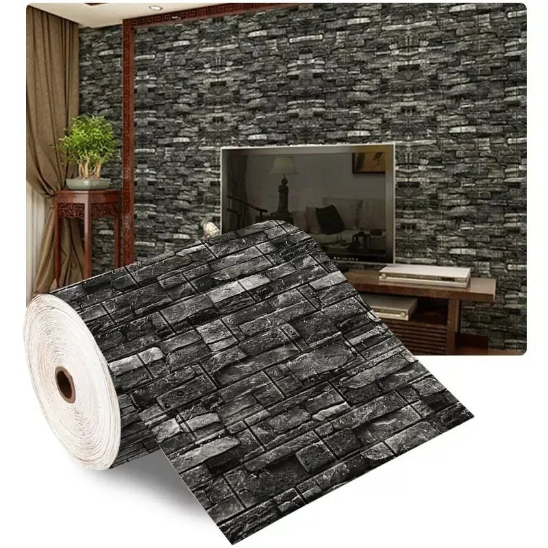 70cm*2m 3D Soft Foam Brick Wallpaper Sticker Roll DIY Self