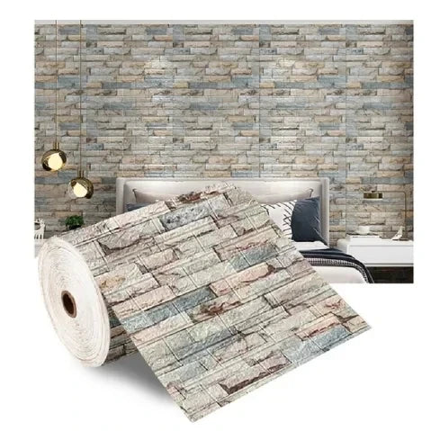 70cm*2m 3D Soft Foam Brick Wallpaper Sticker Roll DIY Self