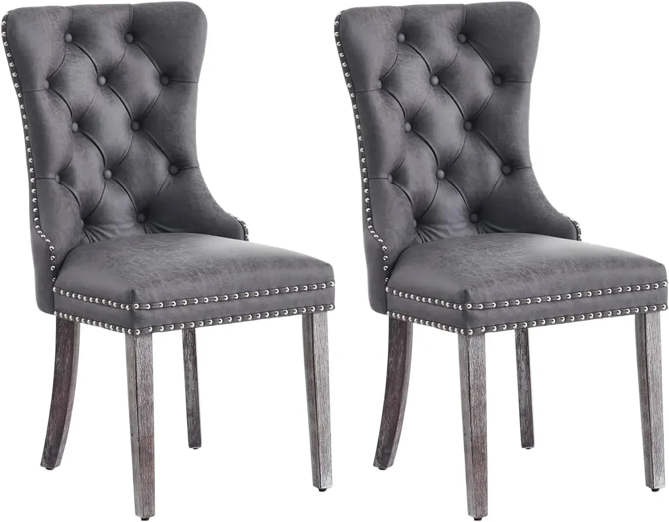 Velvet Dining Chairs ,Tufted Dining Room Chairs with Nailhead Ring Pull Trim,Upholstered Dining Chairs with Solid Wood Legs
