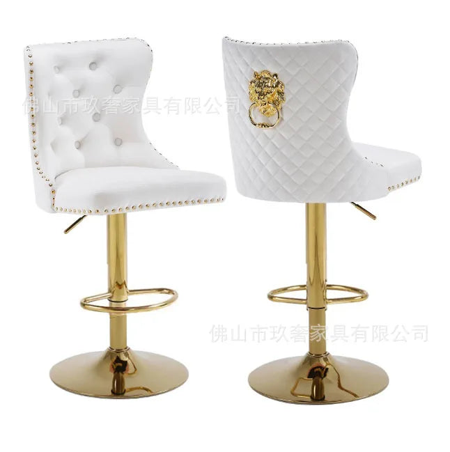 Dining Chairs Modern Luxury Button Tufted Velvet Fabric Lion Knocker Stainless Steel Legs Dining Room Sets of  Dining Chairs