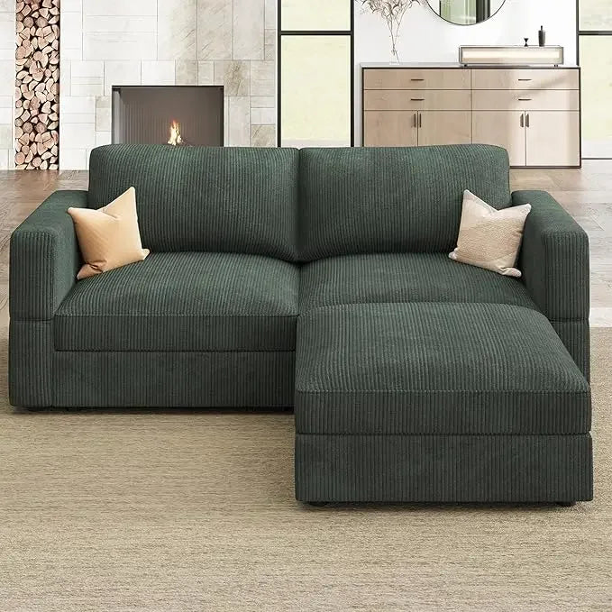 Modular Sectional Couch with Storage Corduroy Sectional Sofa with Chaise U Shaped Sectional Couches for Living Room