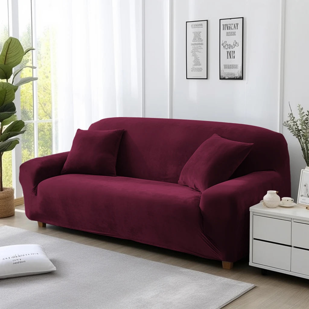 Velvet Sofa Cover Thick Elastic 1/2/3/4 Seater Sofa Cover for Living Room Velvet Plush L Shaped Corner Sofa Cover Couch Cover