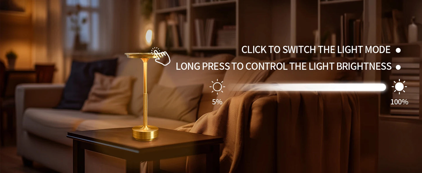 Rechargeable Table Lamp LED Touch Sensor Desktop Night Light Wireless Reading Lamp for Restaurant Hotel Bar Bedroom Decor Light