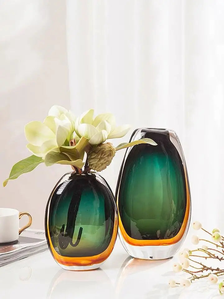 Multi-layer Painted Gradient Glass Vase Hydroponics Flower Pots Desk Decoration Artificial Floral Flowers Arrangement Vases