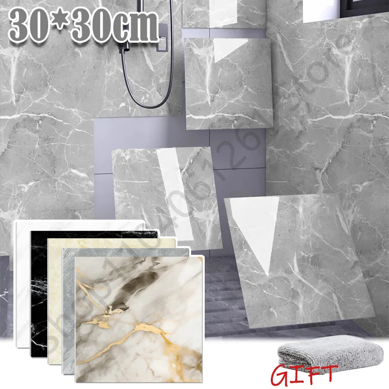 10-50Pcs PVC Marble Wall Stickers Self-Adhesive Thickened Tile Sticker