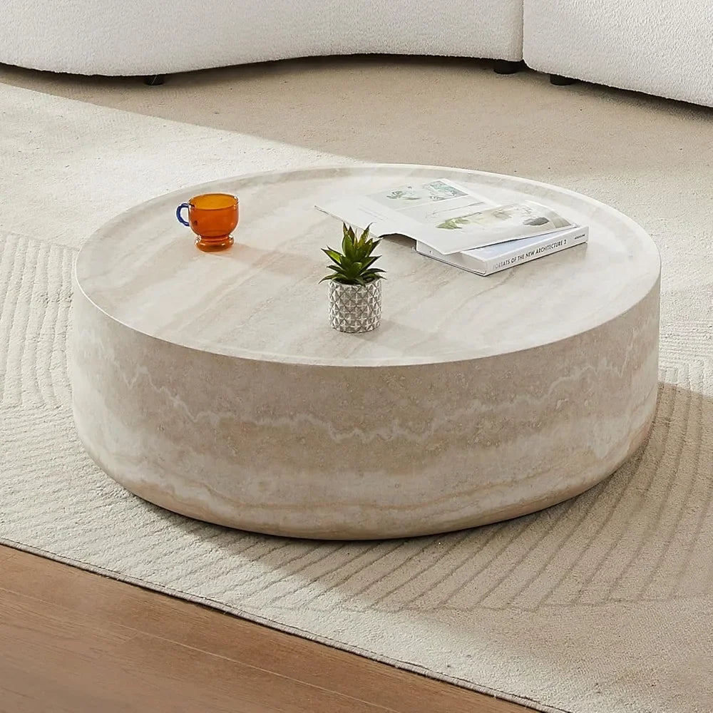 Round Modern coffee table - colors white, black, cream