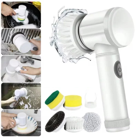 Electric Spin Scrubber Bathroom Cleaning Brush Power Scrubber with 5 Replaceable Brush Heads Electric Cleaning Brush