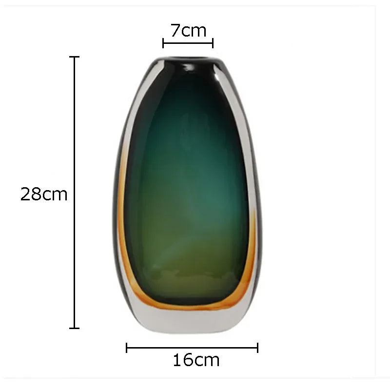 Multi-layer Painted Gradient Glass Vase Hydroponics Flower Pots Desk Decoration Artificial Floral Flowers Arrangement Vases