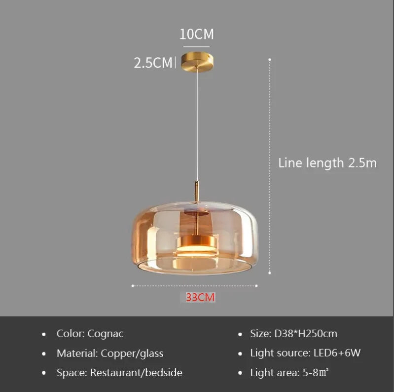 Nordic LED Glass Pendant Light Simple Modern Restaurant Bar Counter Coffee Shop Bedside Interior Decoration Lighting Fixtures
