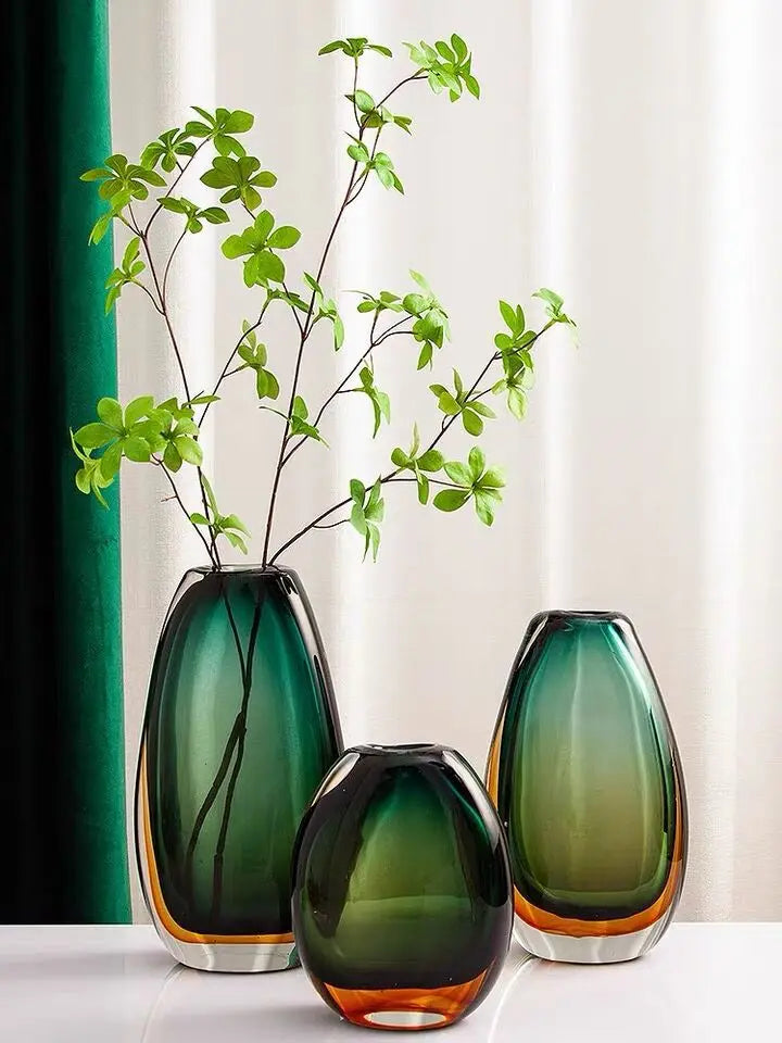 Multi-layer Painted Gradient Glass Vase Hydroponics Flower Pots Desk Decoration Artificial Floral Flowers Arrangement Vases