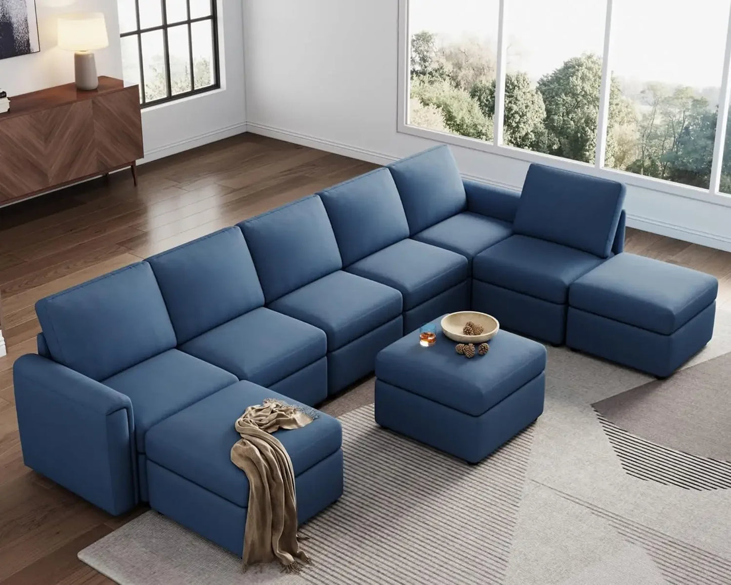 Modular Sectional Sofa, Oversized Sectional Couch with Storage, Ottomans, Modular Sectional Sleeper Sofa with Memory Foam