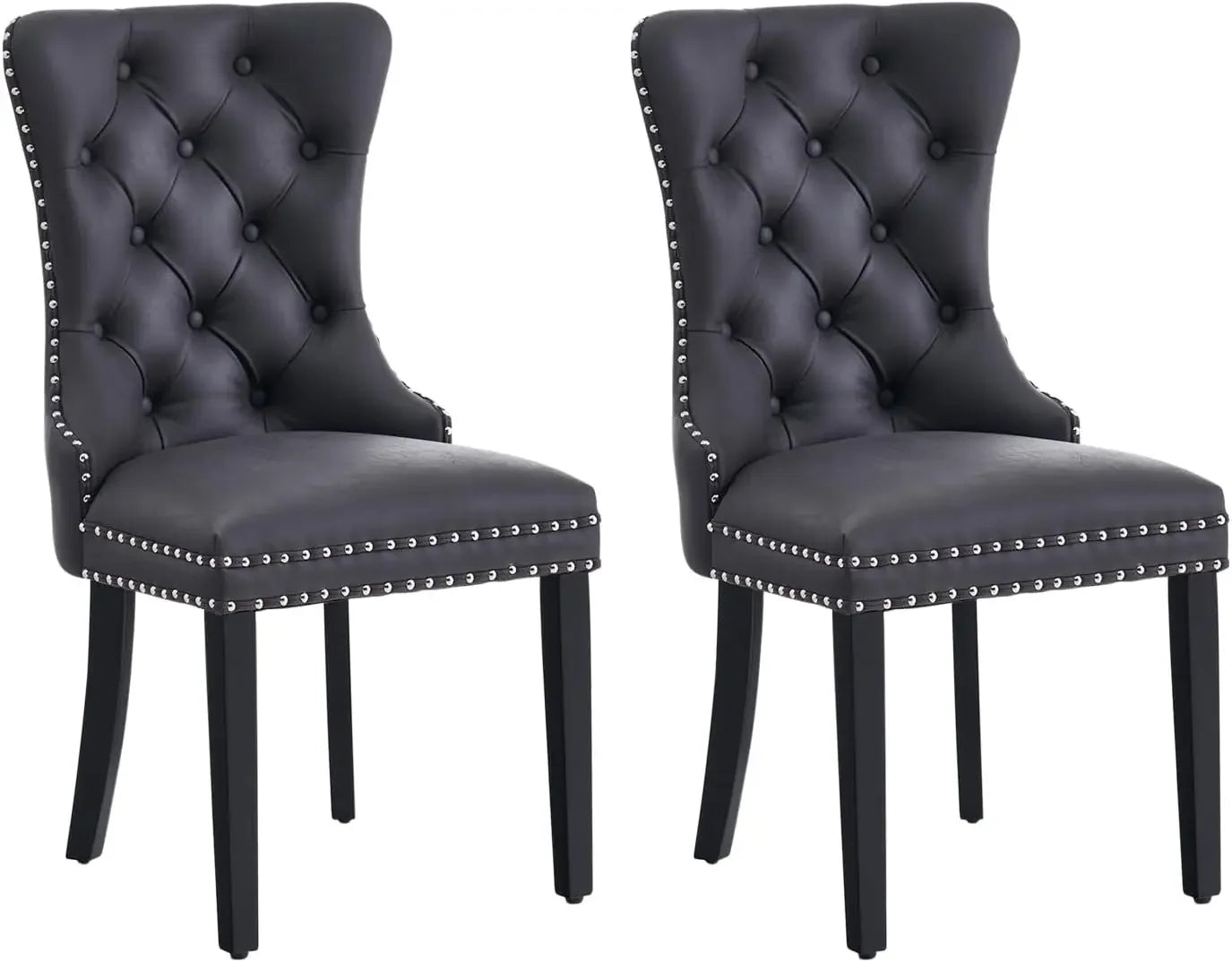 Velvet Dining Chairs ,Tufted Dining Room Chairs with Nailhead Ring Pull Trim,Upholstered Dining Chairs with Solid Wood Legs
