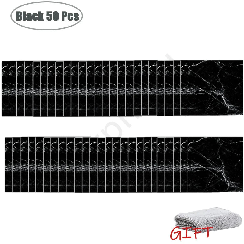 10-50Pcs PVC Marble Wall Stickers Self-Adhesive Thickened Tile Sticker