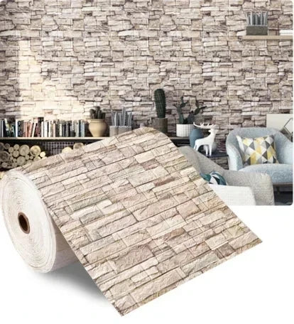 70cm*2m 3D Soft Foam Brick Wallpaper Sticker Roll DIY Self