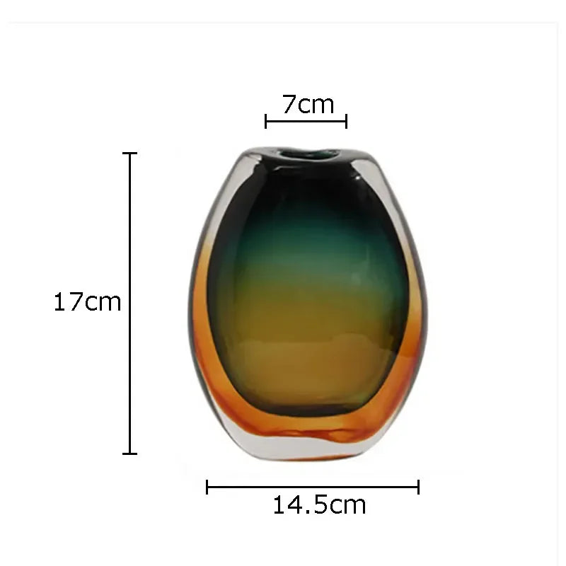Multi-layer Painted Gradient Glass Vase Hydroponics Flower Pots Desk Decoration Artificial Floral Flowers Arrangement Vases