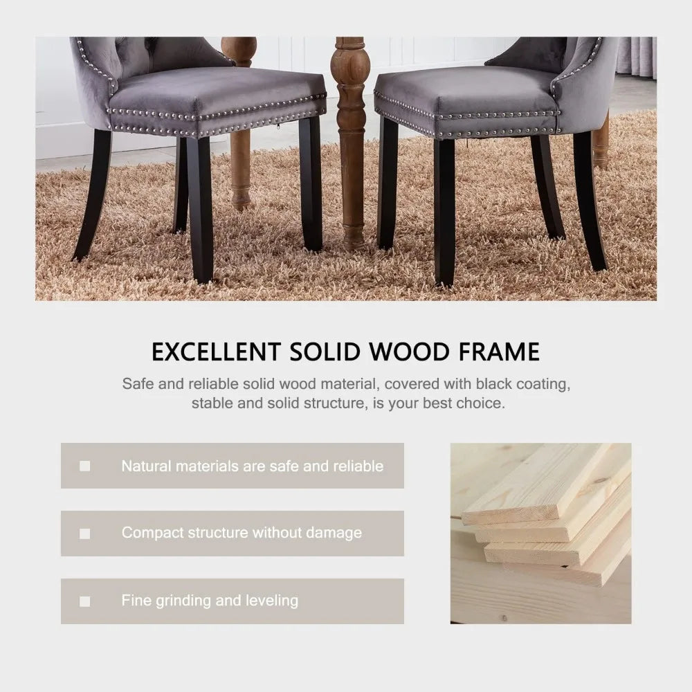 Premium Grey Velvet Dining Chair Set of 4