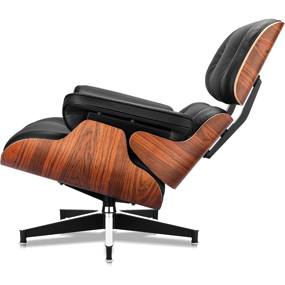 Top Grain Leather Chaise Lounge Chair and Ottoman