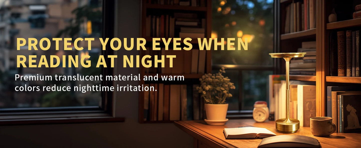 Rechargeable Table Lamp LED Touch Sensor Desktop Night Light Wireless Reading Lamp for Restaurant Hotel Bar Bedroom Decor Light