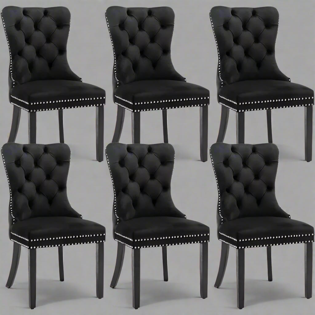 Velvet Dining Chairs ,Tufted Dining Room Chairs with Nailhead Ring Pull Trim,Upholstered Dining Chairs with Solid Wood Legs