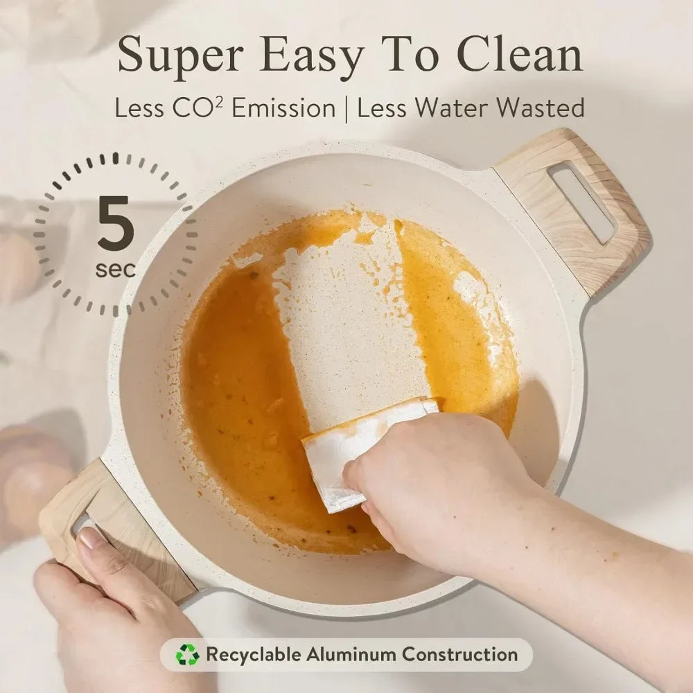 ECO 21 Pcs Pots and Pans Set, Nonstick Cookware - White Granite