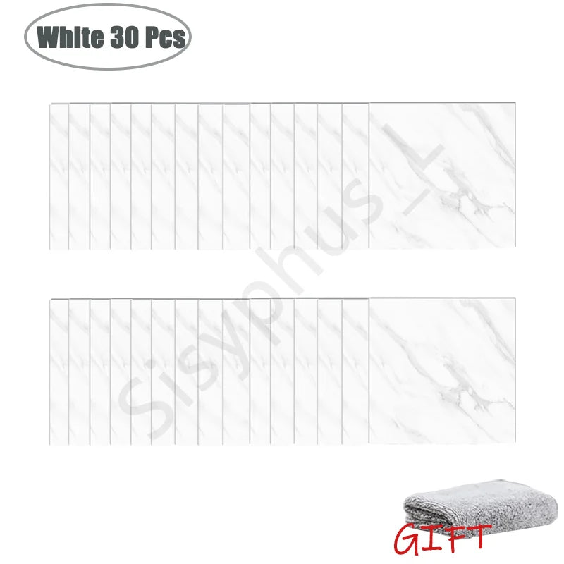 10-50Pcs PVC Marble Wall Stickers Self-Adhesive Thickened Tile Sticker
