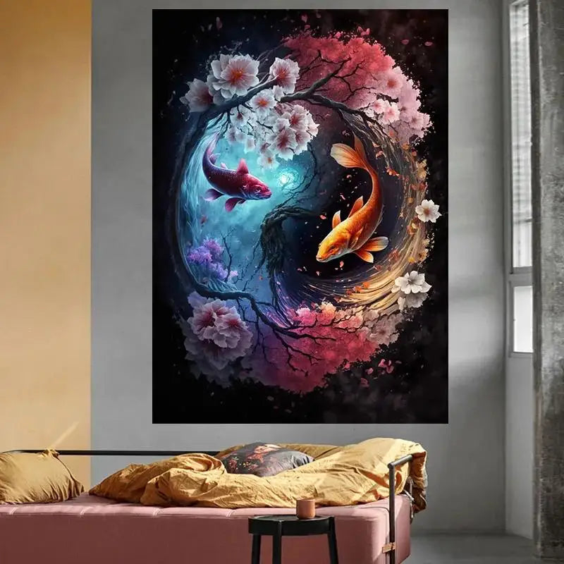 Classic Colorful Yin and Yang Canvas Painting  Chinese Philosophy Wall Art Abstract Landscape Posters for Living Room  Home Deco