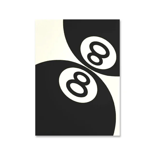 Black And White No Ball Art Poster  Billiards Club Theme Wall Art Canvas Painting Prints for Living Room Corridor Home Decor