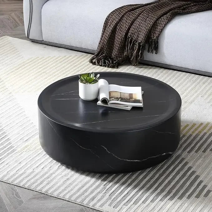 Round Modern coffee table - colors white, black, cream