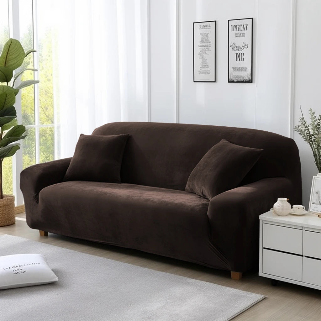 Velvet Sofa Cover Thick Elastic 1/2/3/4 Seater Sofa Cover for Living Room Velvet Plush L Shaped Corner Sofa Cover Couch Cover