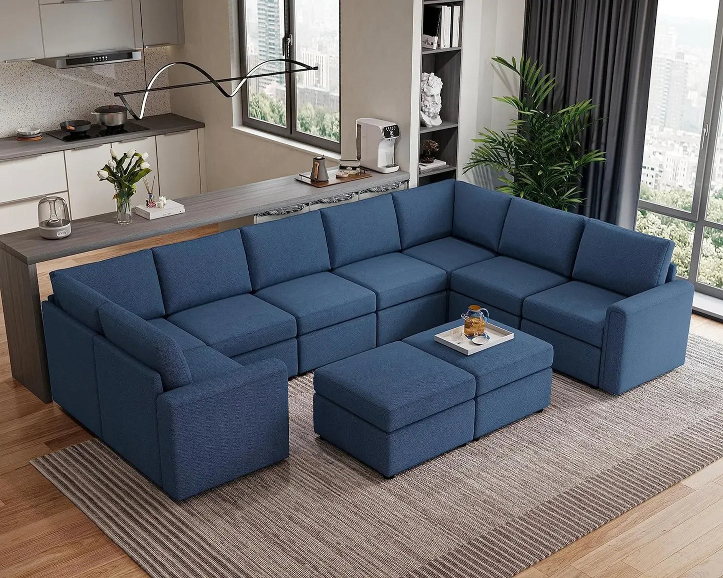 Modular Sectional Sofa, Oversized Sectional Couch with Storage, Ottomans, Modular Sectional Sleeper Sofa with Memory Foam