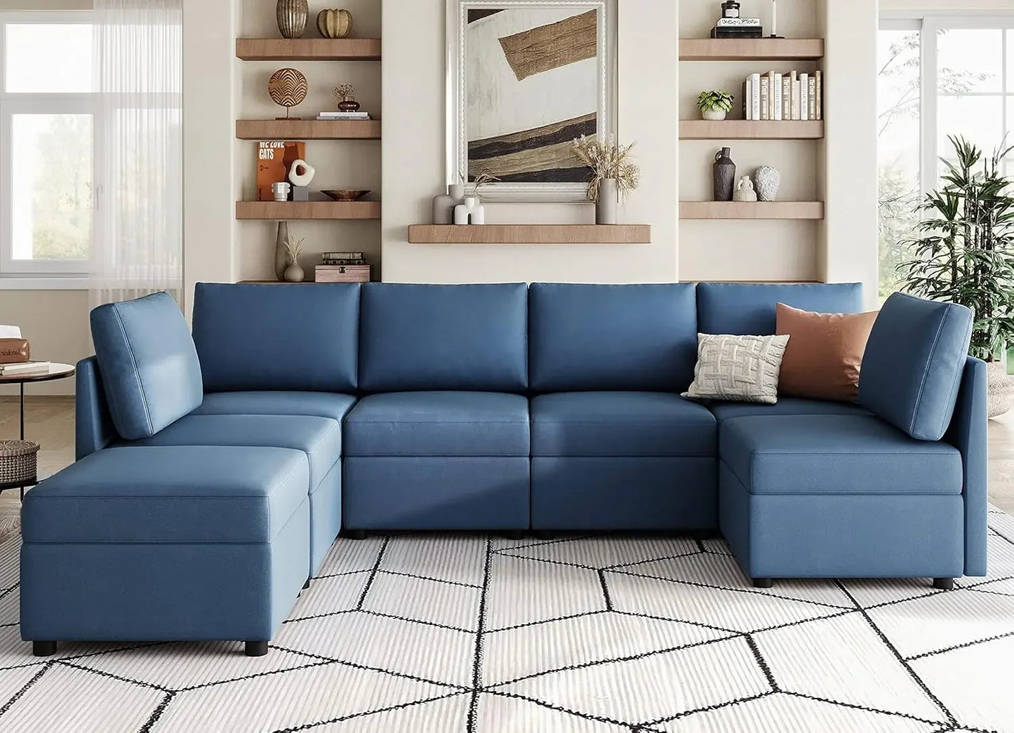 Modular Sectional Sofa, Oversized Sectional Couch with Storage, Ottomans, Modular Sectional Sleeper Sofa with Memory Foam