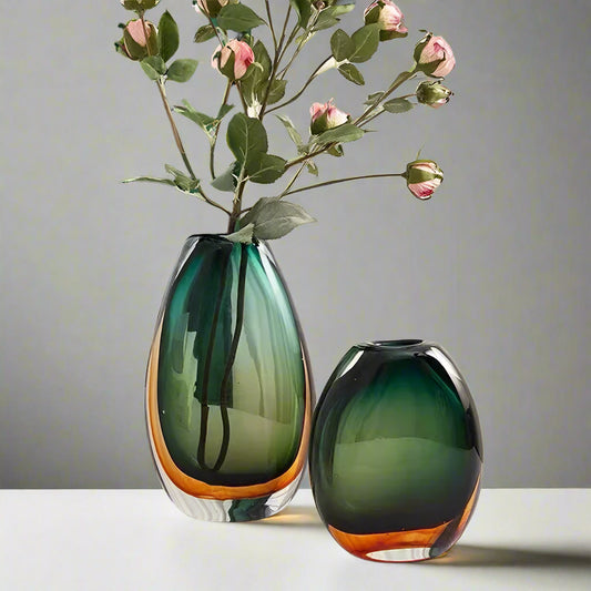 Multi-layer Painted Gradient Glass Vase Hydroponics Flower Pots Desk Decoration Artificial Floral Flowers Arrangement Vases