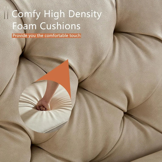 90.5” Leather Sofa,Mid Century Modern Couch,Leather Oversize Loveseat,3-Seater Deep Seat Sofa for Living Room,Office,Small