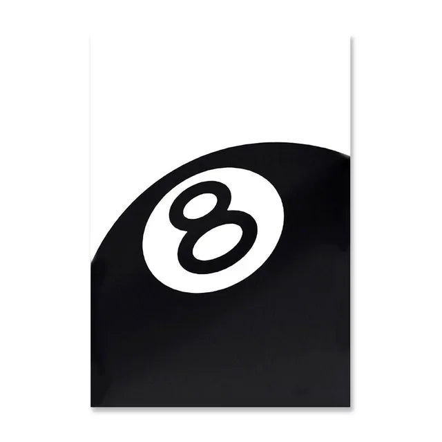 Black And White No Ball Art Poster  Billiards Club Theme Wall Art Canvas Painting Prints for Living Room Corridor Home Decor